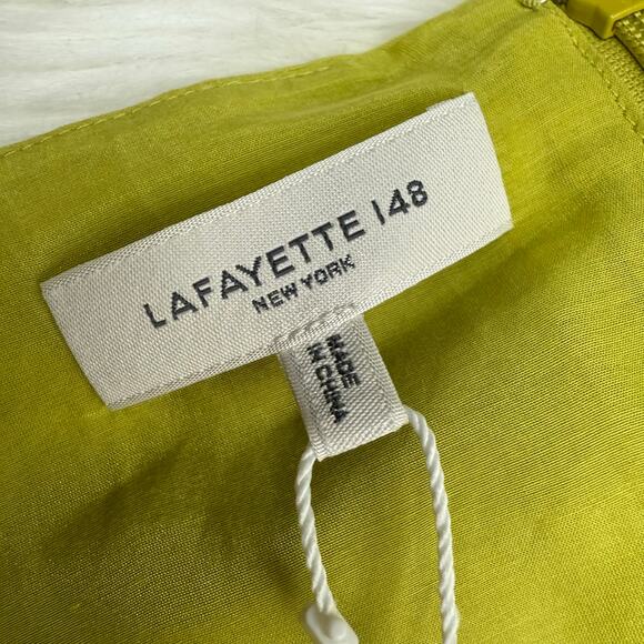 Lafayette 148 New Yok Silk Linen Drape Front Asymmetric Dress Green Size 8 NWT - Picture 12 of 15